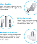 Mega Pack 150Pcs Shelf Pegs Set With 5 Styles Metal Shelf Pins Nickel Plated for wood cabinets and bookshelves details