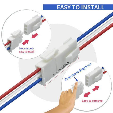 Four Pairs 3 Pin Servo Extension Cables With 20cm Length 22 AWG White PA66 Nylon FL4.14mm Pitch showing easy installation.
