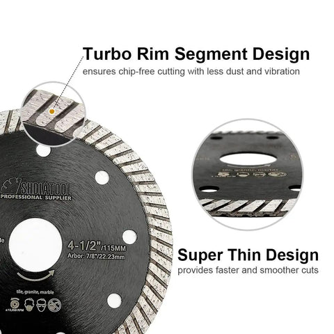 4 Inch Super Thin Diamond Turbo Saw Blade Wet And Dry Cutting Porcelain Ceramic Tile Granite Straight Shooter Cuts Like Butter Rock Solid Grip Low Vibration Smooth Operator Pro Contractor Grade