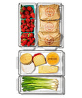 4 Piece Fridge Storage Bin Starter Set with Clear Modular Bins for Fresh Groceries Stackable Refrigerator Organizer with Rounded Handles