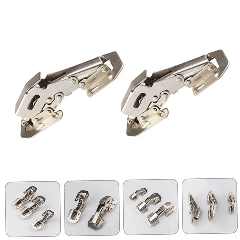 Soft Close Concealed Cabinet Hinges 4 Pack Stainless Steel Wardrobe Door Hinges For Kitchen And Closet Cabinets With Damping Mechanism No Squeak Durable Easy Install Rust Resistant displayed with different angles showing hinge design.