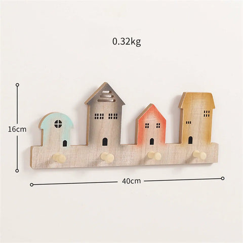 Game Winning Wall Mount Wood Coat Hooks For Entryway Storage And Home Decor Featuring Space Saving Key Holder Towel Rack Multi Functional Essential With A Cozy Vibe That Looks Incredibly Fly, house shape, 40cm x 16cm, light wood color design.