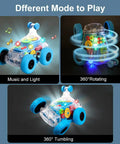 Light Up Sensory Toy Car For Kids With Autism, Bump And Go Monster Truck with music, LED effects, and colorful moving gears