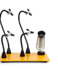 Magnetic Third Hand Soldering Station With 3X LED Magnifying Glass, featuring adjustable gooseneck PCB holder and precision alligator clips.