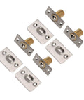 Solid Brass Adjustable Door Ball Catch 4 Pack Spring Closet Latch With Full Lip Strike Plate Stainless Steel Finish hardware components set.
