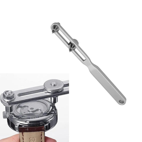 Adjustable Watch Back Remover Tool With Wrench Style Case Back Opener Kit showing detail of screw-in case back adjustment.