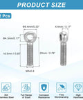 Diagram showing product size and dimensions of 12 Pack M5 Shoulder Swing Eye Bolts 304 Stainless Steel Pro Grade Heavy Duty Full Thread Fisheye Eye Slip Hole Screws Rigging Hardware For Lifting And Securing Projects Silver Tone.