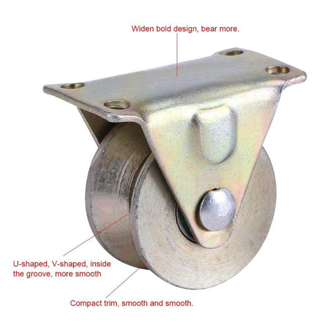 2 Inch V Type Sliding Gate Roller Set For Heavy Duty Steel Wheel Track Rail Ideal For Sliding Gates Rolling Gates Inverted Track And Industrial Machines Rail Delivers Quiet Operation Vibration Dampening Durable Steel Construction side view