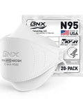 Pro Grade NIOSH Approved N95 Particulate Respirator Mask Made In USA Tri Fold Cup Fish Style 20 Pack White with packaging