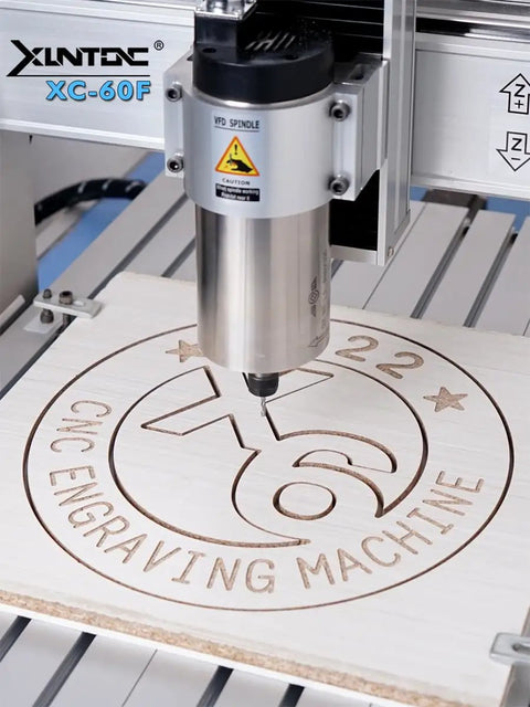 Close-up of Three Axis CNC Router 4030 XC40F With A Workhorse Linear Guide And 1.5KW Spindle engraving wood with precision