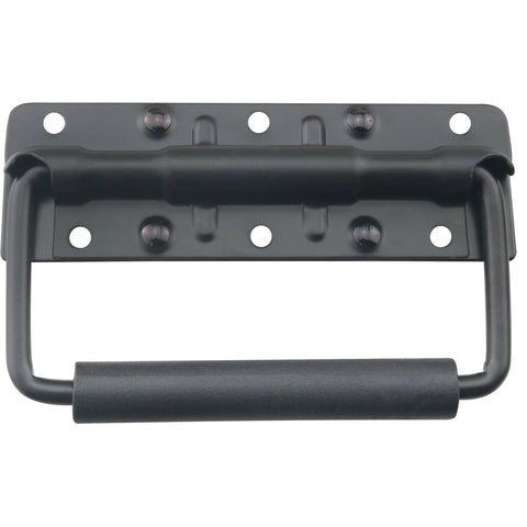 Heavy Duty Folding Spring Handle 125x81mm Black Steel Case Handle For Props Boxes And Tool Boxes 2 Pack Rubberized Grip
