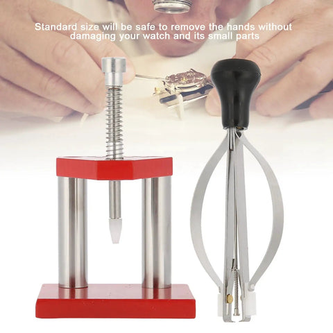 Hand Press And Puller Set For Watches Stainless Steel Precision Watchmaker Tool Kit with red base and black handle