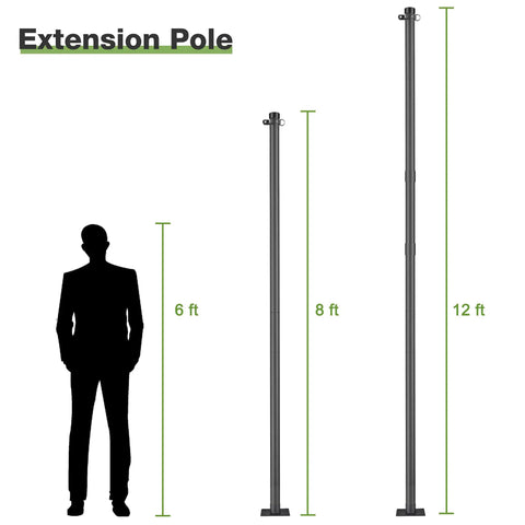 8 Ft Heavy Duty Shade Sail Pole With Windproof Bracket And Connecting Kits For Canopy, Awning, Tent, Tarp, Deck, Patio And Garden Use In Durable Weather Resistant Black Iron To Level Up Your Outdoor Shade Game