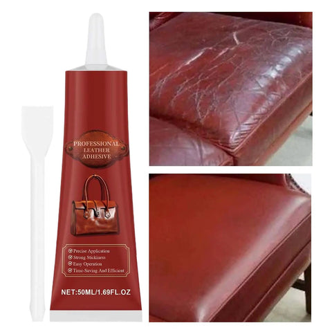 Close-up of Clear Leather Repair Tape With Strong Flexible Adhesive And Scraper for DIY repairs on leather furniture.