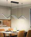 Linear LED Chandelier With Remote Dimmable 35.4 Inch Tunable 3000K-6000K Hanging Light Black Finish over dining table