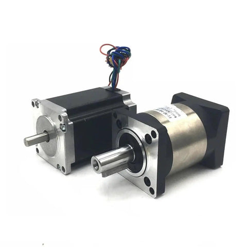 Nema 23 Planetary Reducer Gearbox Kit For Stepper Motor 1.2-3Nm Torque Step Down Speed Control 4 To 1 Ratio, side view with wiring.