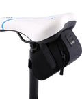 Under Seat Bike Bag With 3D Shell Ultra Lightweight 0.75L Storage Pouch attached under a bike saddle