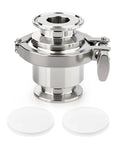 Front view of TAISHER 304 stainless steel one-way sanitary check valve with 2-inch tri-clamp ends