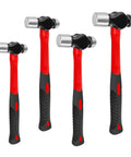 4 Piece Ball Peen Hammer Set For Metalworking, Includes 8 12 16 And 24 Oz Hammers With Forged Carbon Steel Heads, Fiberglass Handles