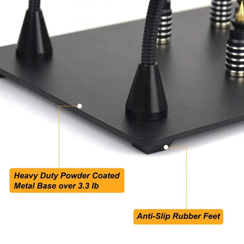 Close-up of Beefy Magnetic Helping Hands Soldering Station heavy duty powder coated metal base with rubber feet.