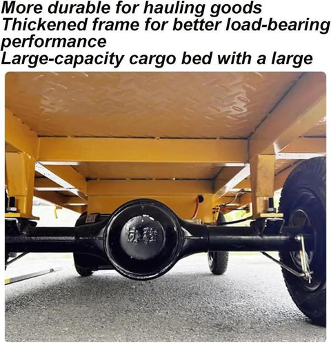 Huge Heavy Duty Electric Platform Truck Cart That Folds Like A Dream For Moving Groceries And Warehouse Gear With Slip Resistant Surface Holding Up To 2K Lbs view of thickened frame and large cargo bed undercarriage