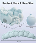 Inflatable Travel Pillow Portable Quick Inflate Neck Pillow dimensions and compact size illustration for easy packing.