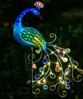 Metal Peacock Solar Garden Lights Stakes, Waterproof Path Lights for Outdoor Patio Lawn Yard Decor, Warm LED Glow, peacock design.
