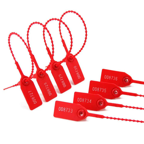 No Gimmicks Badass Red Plastic Tamper Seals With Numbered Zip Tie Design For Fire Extinguisher Security Luggage Bags Storage Bins And Cash Containers Self Locking Cable Ties 250Mm