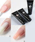Poly Extension Gel Nail Kit With Slip Solution And Dual Builder Forms For A Home Mani, Includes Three 15ml Gels In Clear White Pink