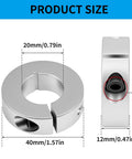 4 Piece Aluminum Split Shaft Collar Set With 20mm Bore, 40mm Outer Diameter, 12mm Thickness, M5 Set Screws, diagram view