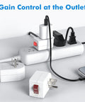 Three Pack Grounded Outlet Switches With On Off Inline Power Switches For Lamps And Small Appliances, ETL Listed, White