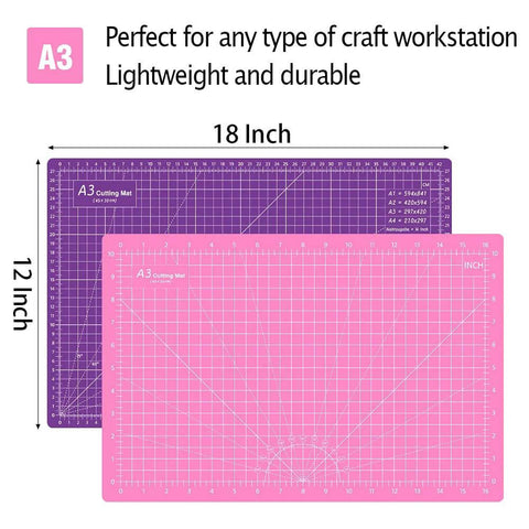 Headley Tools pink and purple double-sided 18x12 in self-healing cutting mat for crafts