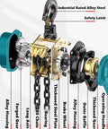 Manual Lever Chain Hoist 3/4 Ton Capacity, 1650 Lb Load, 5 Ft Ratchet Chain Puller Hoist with G80 chain, detailed components
