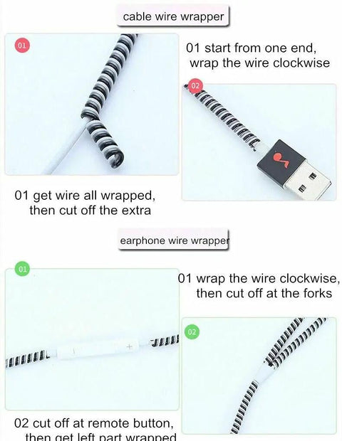 Instructions for using 7 Pack Earbud Cable Protectors Pet Proof Non Chew Spiral Sleeves For Apple EarPods And Wired Headphones