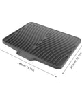 Legit Heavy Duty Silicone Countertop Drying Mat For Kitchen And Bar With Non Slip Grip And Quick Drainage, size 40x32.5cm, gray, grooved surface.