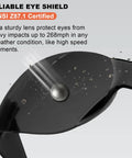 Tinted Safety Glasses 80 Pack Bulk ANSI Z87.1 UV Protection Eyewear For Men And Women, showing impact resistance with debris.