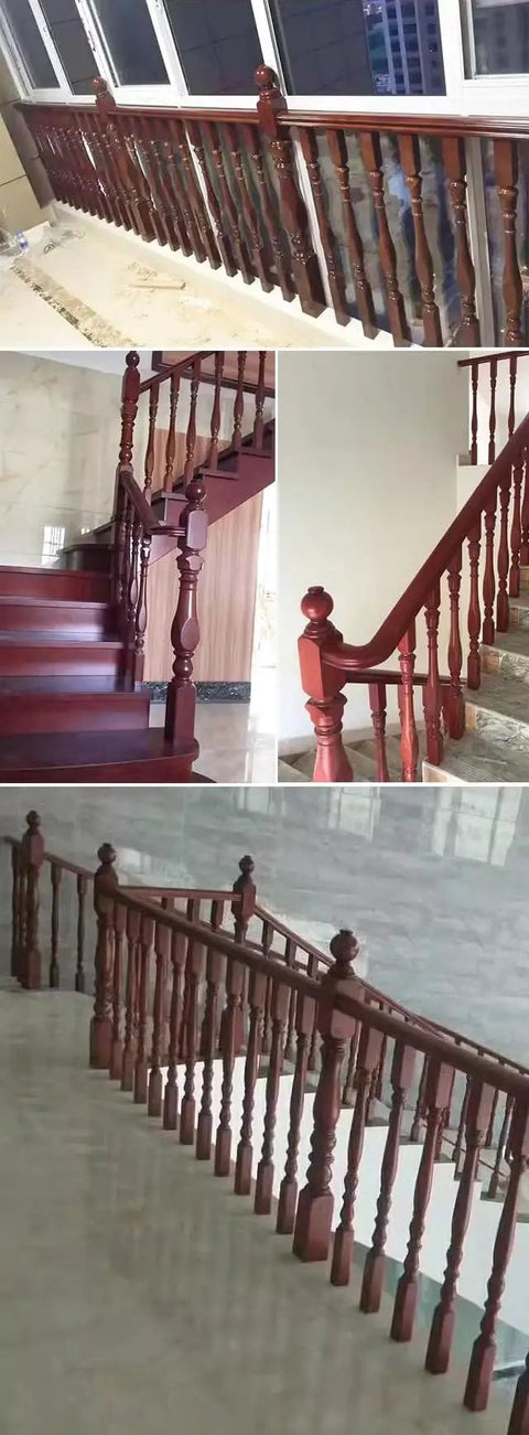 Solid Poplar Wood Balusters For Deck And Stair Railings 6 By 6 By 95 Cm 40 Pack used in elegant indoor staircase design.