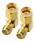 90 Degree Reverse Polarity SMA To RP-SMA Right Angle Coax Adapter 50 Ohm 2 Pack For Audio FPV Drone Antennas, gold plated