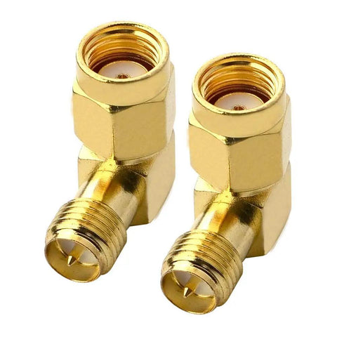 90 Degree Reverse Polarity SMA To RP-SMA Right Angle Coax Adapter 50 Ohm 2 Pack For Audio FPV Drone Antennas, gold plated