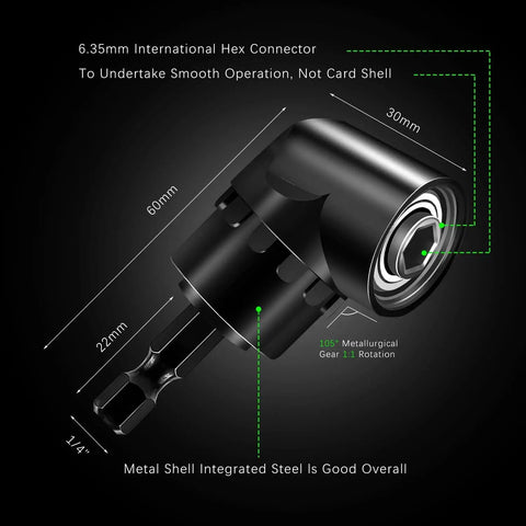 Impact Grade Driver Sockets Adapter Extension Kit Must Have 3Pcs 1/4 3/8 1/2 Universal Socket Adapters And 105 Degree Right Angle Drill Bit Set For Pneumatic Or Electric Screwdrivers Hex Bit Converter For DIY Projects