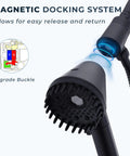 Magnetic Docking Handheld Shower Head With High Pressure Power Wash Mode Chlorine Removal Massage, matte black on magnetic dock.