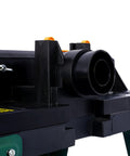 Heavy Duty Benchtop Router Table Featuring Dual Extension Wings And Smooth Glide Fence With Reliable Motor Mounts For Badass Woodworking Projects And Killer Shop Setup Today close-up of dust port attachment.