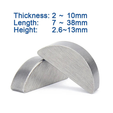 Heavy Duty Carbon Steel Woodruff Keys For High Torque Jobs Rust Proof Shield Precision Stops Slippage Shaft Hub Connections 2-10mm