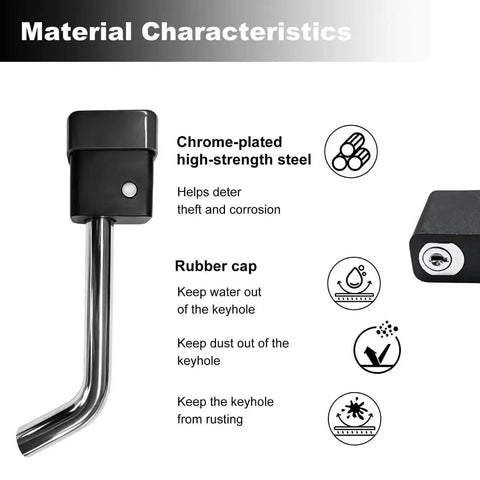Five Eighths Inch Bent Heavy Duty Trailer Hitch Lock Pin For Class III And IV Two To Two And A Half Inch Receivers Anti Theft Padlock Style