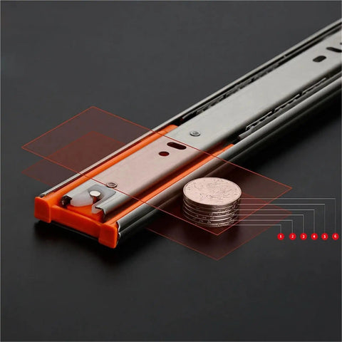 Stainless Steel Drawer Slide 10 To 20 Inch Soft Close Three-Section Cabinet Track Rail For Kitchen Office And Workshop Drawers close-up