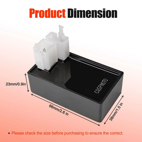Dimensions of 6 Pin AC CDI Box For CG Series 125cc 150cc 200cc 250cc Vertical Engine Scooters Mopeds Chinese ATVs