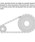 Diagram of a roller chain drive with a 9 Tooth Type B Chain Sprocket Half Inch Pitch 10mm Bore A3 Carbon Steel for ISO 08B Sprocket.