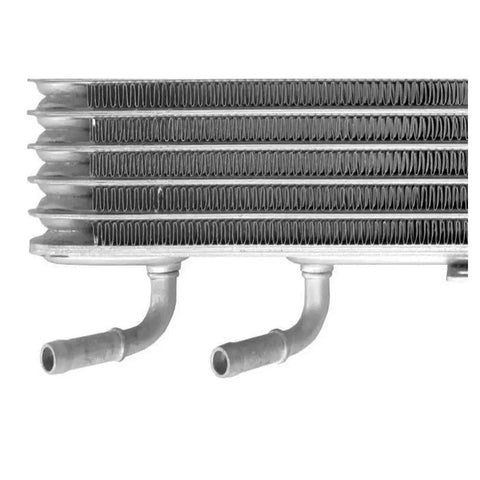 Upgrade Your Ride With This High-Performance Transmission Oil Cooler For Lexus RX350 And RX350L Models From 2016 To 2018 Built Rock Solid Standard For Peak Cooling Power And Smooth Shifting Without Any Hiccups Or Overheating Issues On The Road! silver transmission oil cooler with dual hose fittings