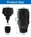 Drip Irrigation Faucet Adapter Kit With 25 PSI Pressure Regulator showing product size dimensions.