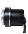 Side view of a black harmonic drive servo motor with silver front flange and attached cable